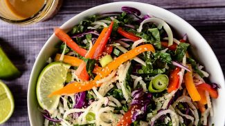 Jicama Noodle Salad With Creamy Tahini-Ginger Dressing 
