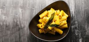 Rigatoni with Vegan Butternut Sage Cream Sauce and Toasted Pine Nuts